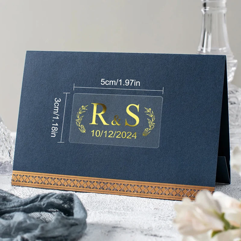 Personalized Golden Waterproof Clear Stickers - Custom-Made Transparent Labels for Special Events, Gift Wrapping, Favors