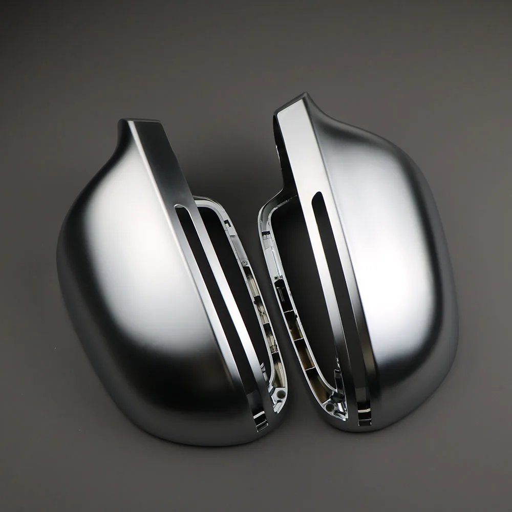 

Pair Silver Rear View Side Mirror Cover Cap With ALC For Audi A4 B8 A5 A6 Q3 A3
