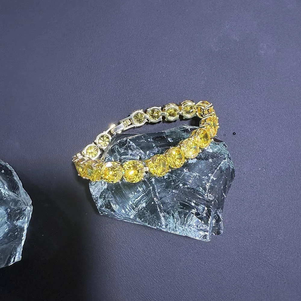 

Classic Top Quliaty Luxury Gold Color Bracelets For Women Big Yellow Zirconia For Women wedding party gifts for sisters Jewelry