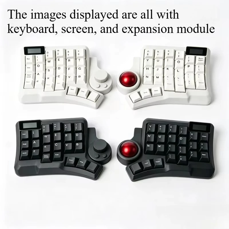 Bluetooth Curved Split Keyboard with PMW3610 Trackball Custom 3D Printing Shell Dual Mode Nice View Screen Separate Keyboard ZMK
