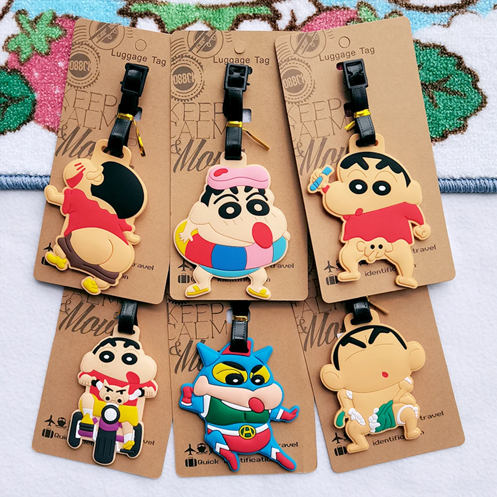 

Kawaii Crayon Shin-Chan Travel Luggage Tag Anime Cartoon Portable Journey Suitcase Tags And Anti Loss Signs Id Address Holder