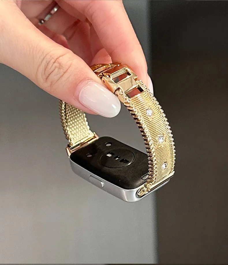 

Suitable for HW Watch Fit3/Fit4 watch straps and HW Band 8/9/10NFC diamond studded metal handmade watch straps
