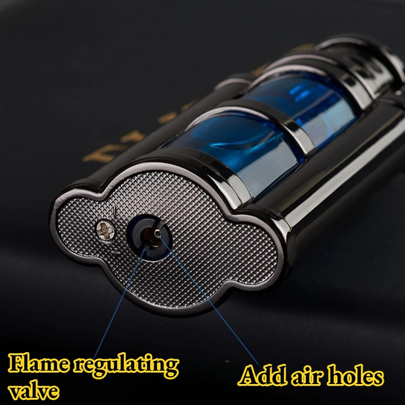 

New Retro Windproof and Durable Metal Lighter with A Creative Multi-color Transparent Air Chamber Cigarette Accessories