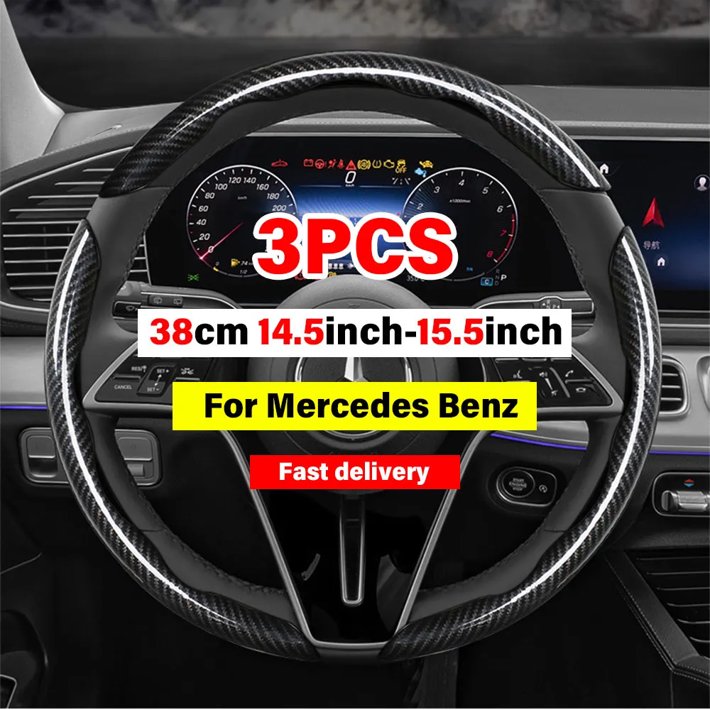 Car Steering Wheel Cover For Mercedes Benz C E S SL Class W204 205 212 213 GLC CLA CLS AMG EV6 Anti-skid Cover Auto Accessories