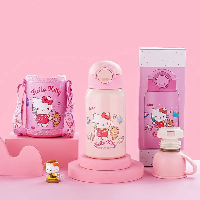 

Sanrio Anime Thermos Cup Hello Kitty Girls Cute Water Cup with Straw Diagonally Across Stainless Steel Home Student Holiday Gift