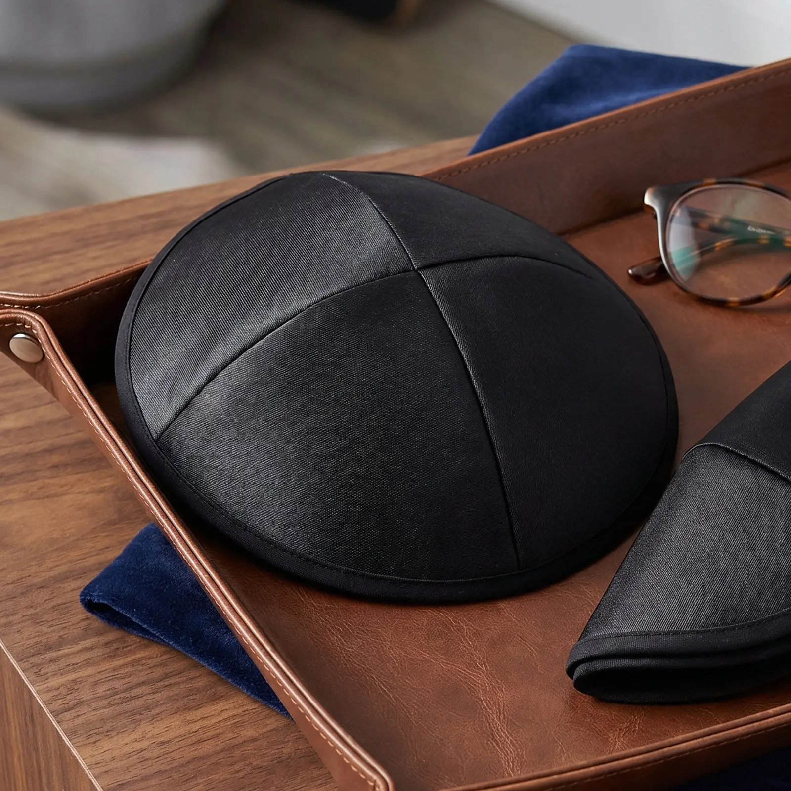2Pcs Black Kippah Hat Lightweight Jewish Yarmulke Beanies Skull Cap Traditional Head Covering Religious Ceremony Prayer Cap