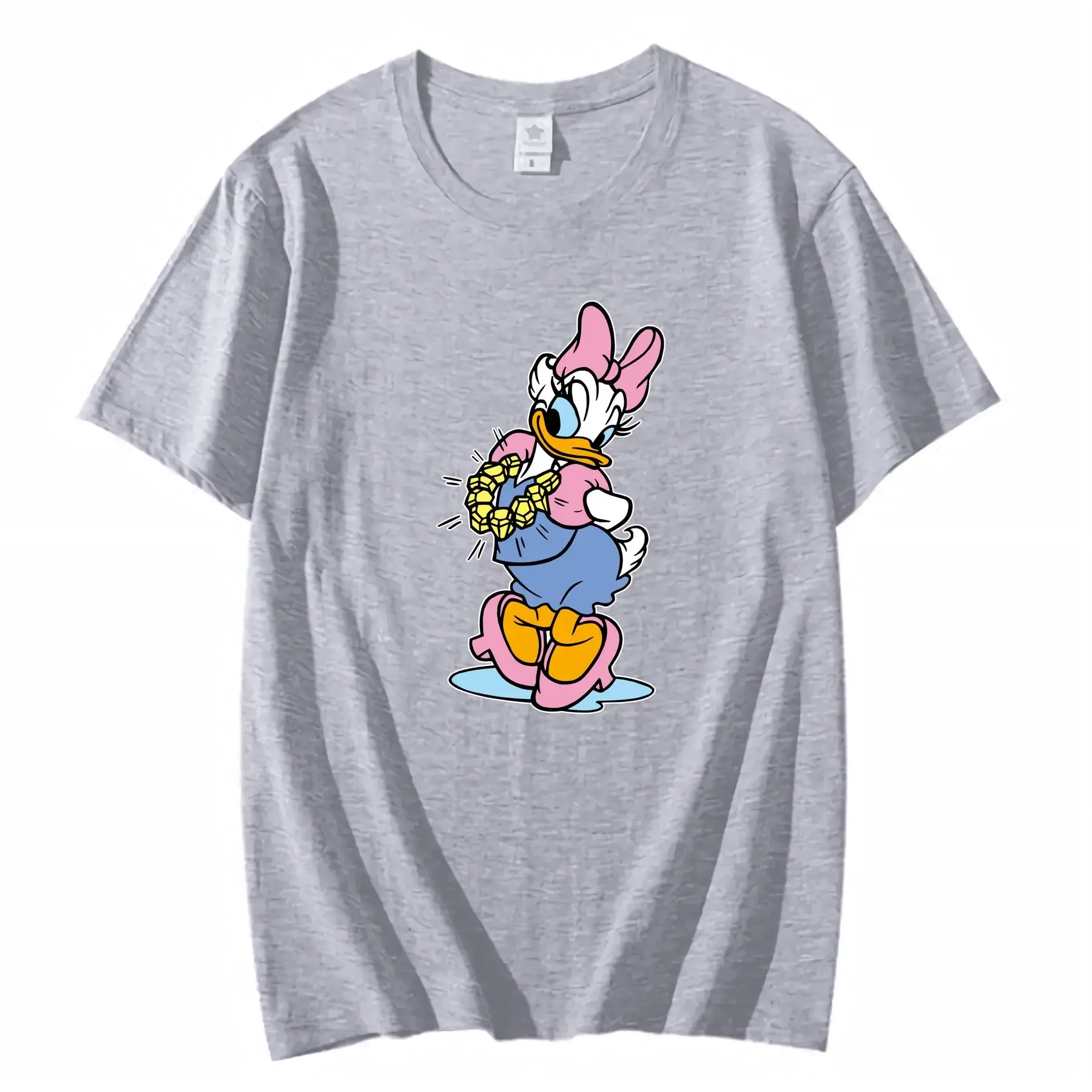 ديزني دونالد داك ديزي تي شيرت لطيف الكرتون طباعة لينة بسط النسيج جولة الرقبة الصيف عارضة خمر غسلها تنوعا #3