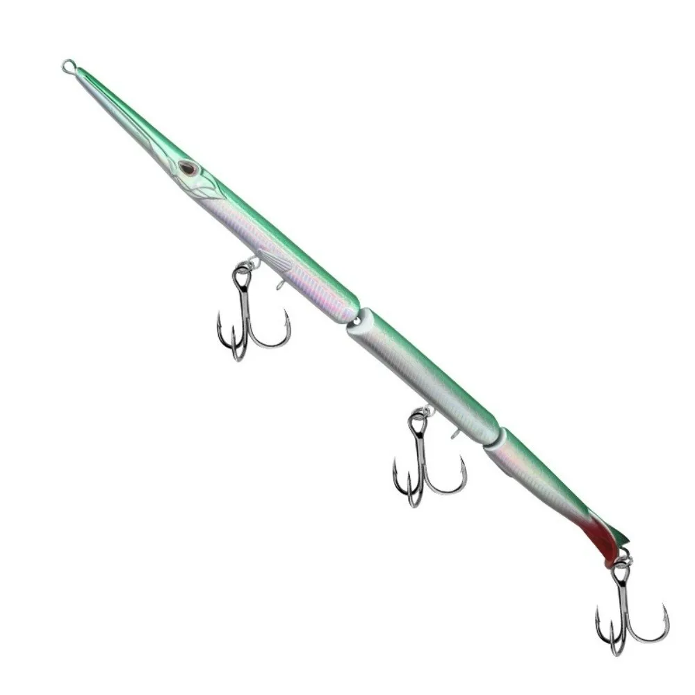 27 cm langer, mehrteiliger Bleistiftköder mit Dreifachhaken-System, 32 g Gewicht, mehrteiliger Angelköder, sinkend, bionische Haut – Detail 17