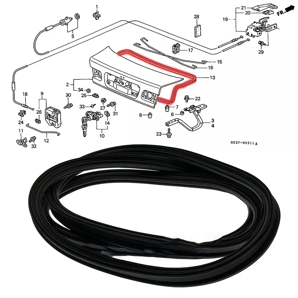 1 Pcs Car Rear Trunk Lid Rubber Seal For Honda For Civic 4D Sedan 1996-2000 74865-S04-003 Engine Part