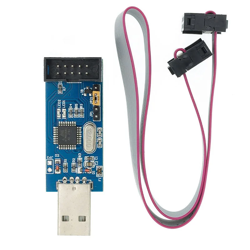 1pcs New USBASP USBISP AVR Programmer USB ISP USB ASP ATMEGA8 ATMEGA128 Support Win7 64K 10Pin To 6 Pin Adapter Board
