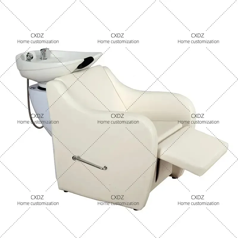 Adjustable Semi Reclining Shampoo Bed for Barber Shop and Hair Salon Professional Beauty Wash Station with Seated Positioning