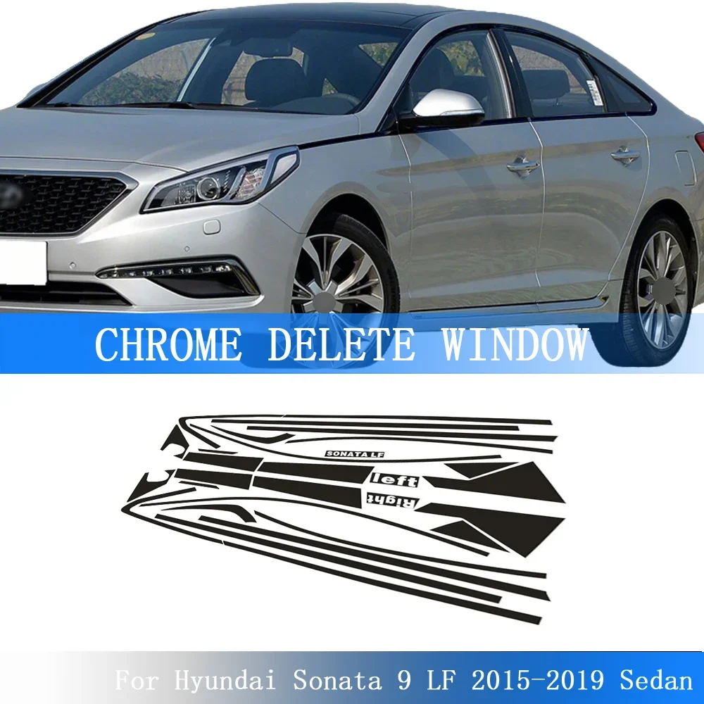 Glossy Black PVC Car Window Decorative Strip Sticker Hyundai Sonata 9 LF 2015-2019 Sedan Exterior Protection Accessory
