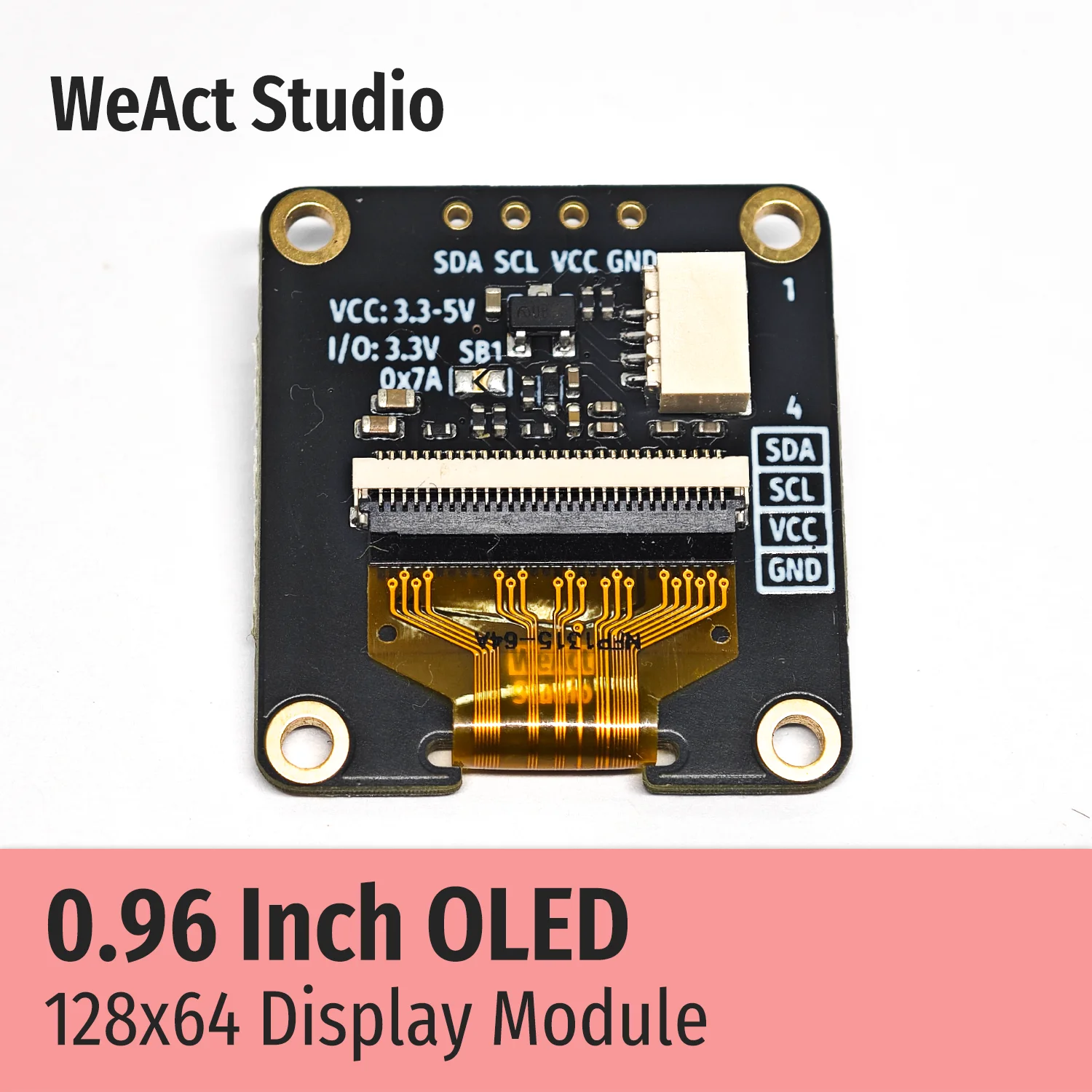 Módulo de exibição WeAct OLED IIC, placa de tela LCD, branco, azul, ouro, pia, alta qualidade, 128x64, I2C, SSD1306, 12864, 0,96"