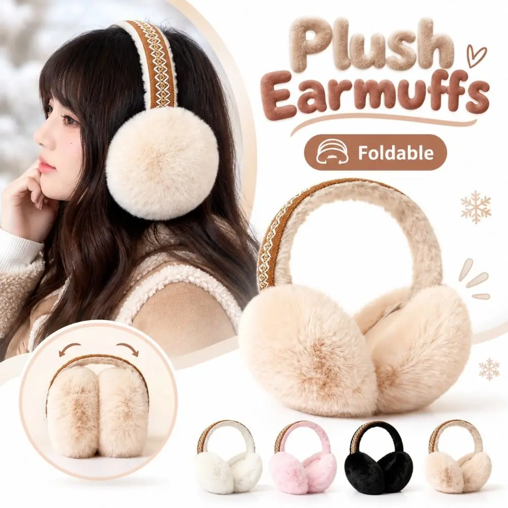 New Faux Fur Earmuffs Foldable Soft Ear Warmers Wind-Resistant Winter Ear Cover Women and Girls