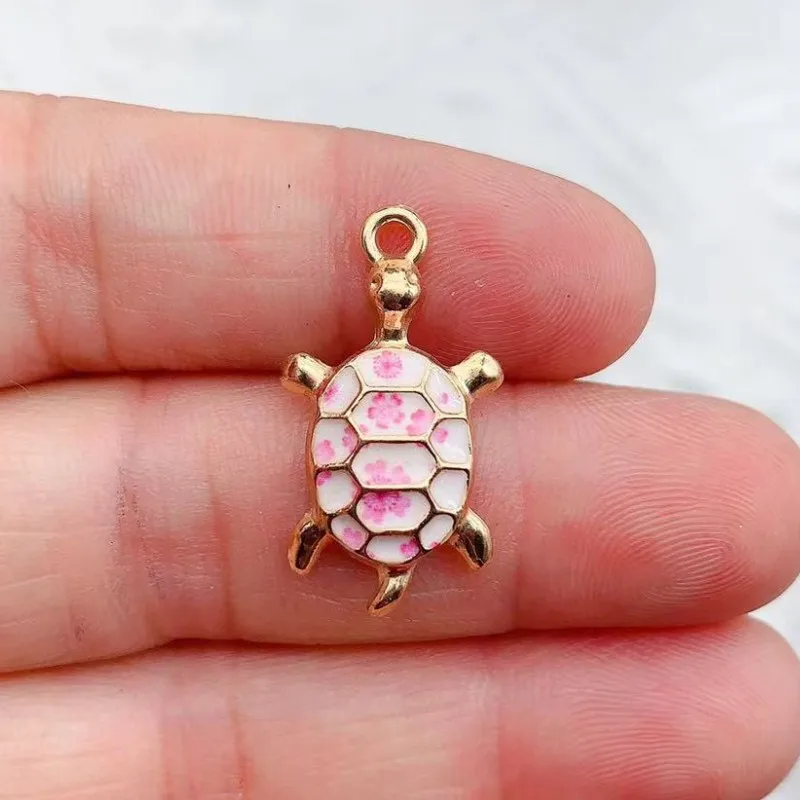 10pcs Enamel Sea Turtle Charm for Jewelry Making Supplies Bulk Animal Cute Necklace Pendant Phone Earring Charms Diy Accessories