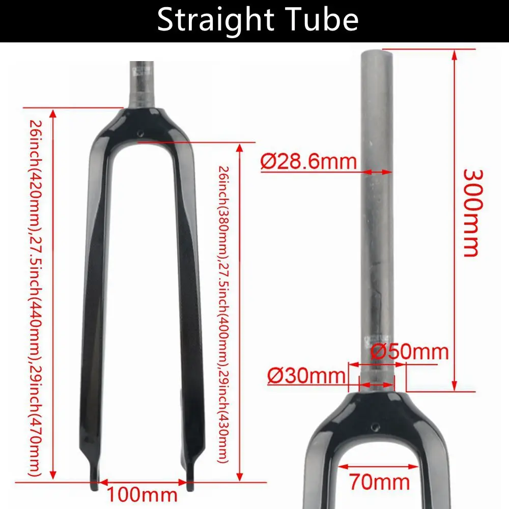 Bike Mountain Fork Carbon Fibre Front Fork MTB Bicycle Parts 26er 27.5er 29er Quick Release 100x9mm