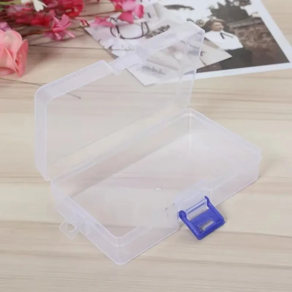 Mini Transparent Storage Box Rectangle Flip Cover Sewing Storage Box Dust-proof Integrated Beads Storage Container