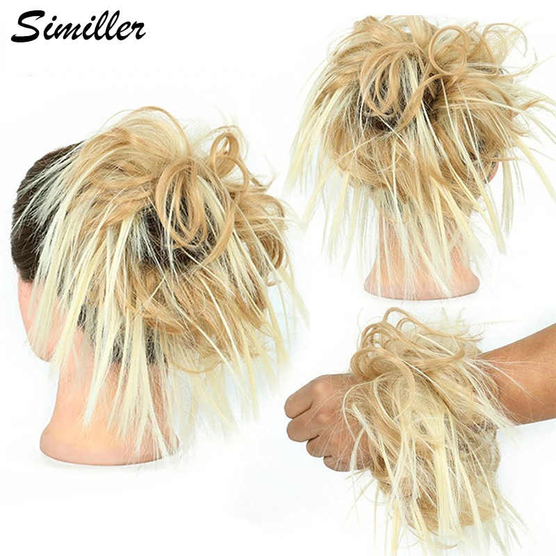 

Similler Synthetic Chignon Messy Scrunchie Elastic Band Hair Bun Curly Hairpiece High Temperature Fiber Natural Fake Hair