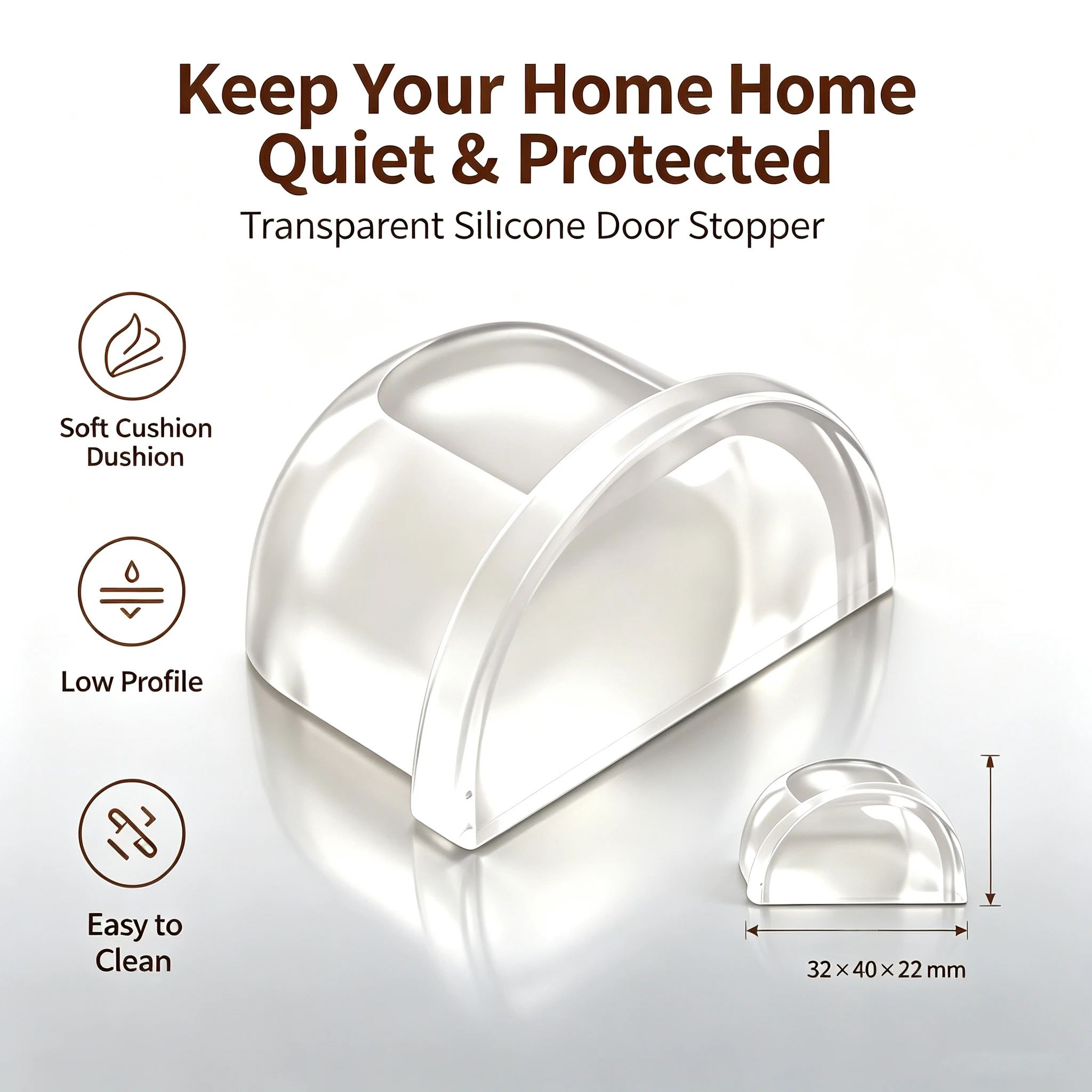 Transparent Silicone Door Stopper No Drill Anti Bump Pad for Office Home Safety Protection Dodgers Door Stop Home Improvement