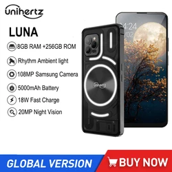 Unihertz Luna-Smartphone 4G Android 12, téléphone portable, 8 Go + 256 Go, 5000mAh, caméra à vision nocturne 108MP + 32MP + 20MP, NDavid, matin, touriste