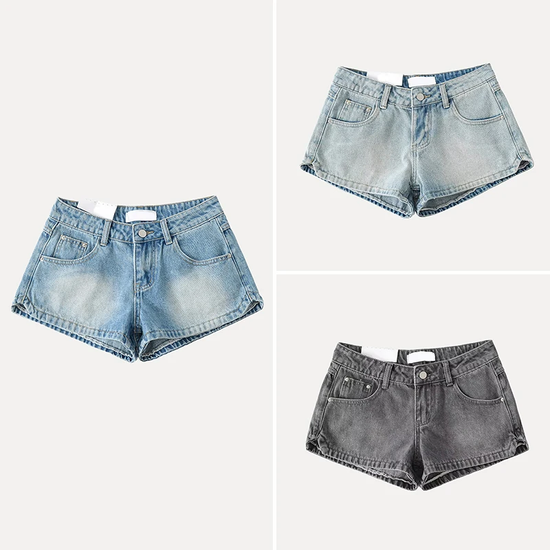 

Ele Low Waist Denim orts Z Women's Faion 2025 New Side Slit Arc Openings Casual Sli Ladies' Jeans orts