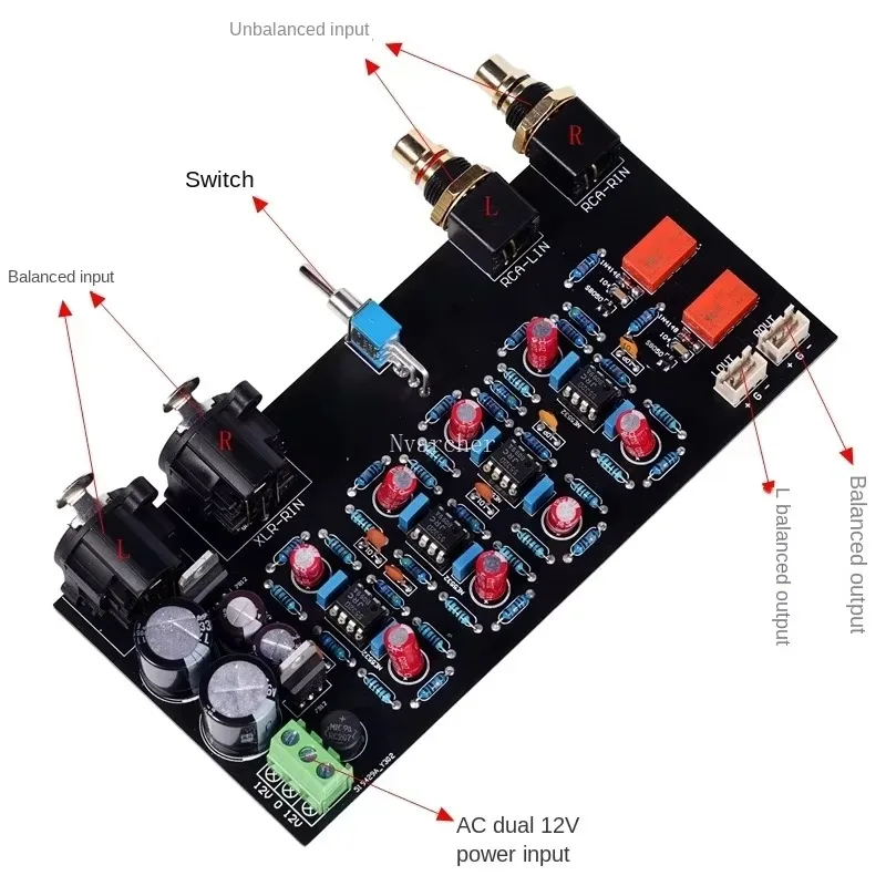 BoMaSNvarcher Two Channels Unbalanced Input To Balanced Output Board