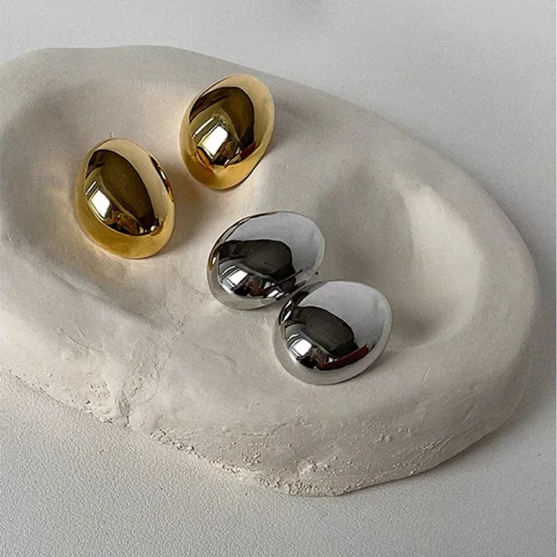 Brass Shinny Big Beads Stud Earrings Women Jewelry Punk Party T Show Gown Runway Trendy  Korean Japan Israel  Style INS