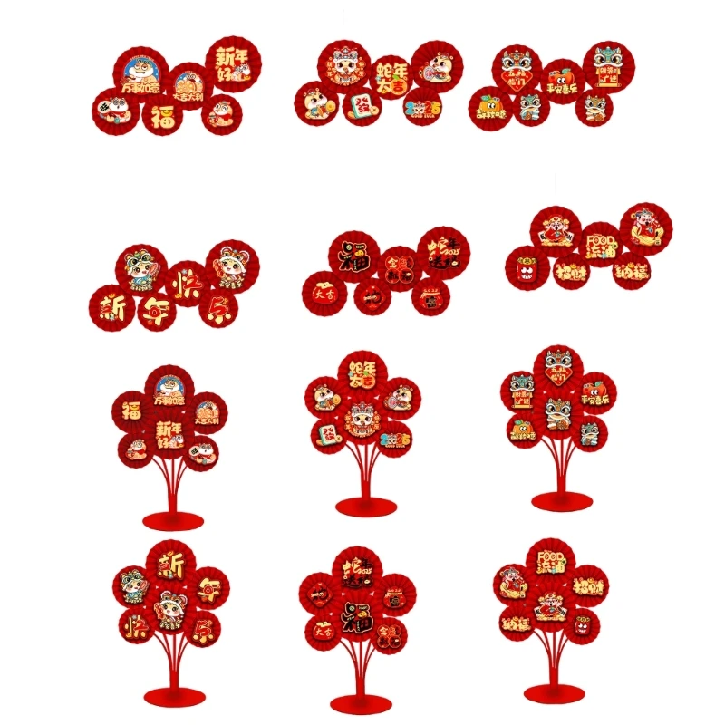 3D Chinese Paper Fan Flower Traditional Folding Wall Decorative Ornaments Zodiacs Snake New Year Lucky Hanging Pendants M68E