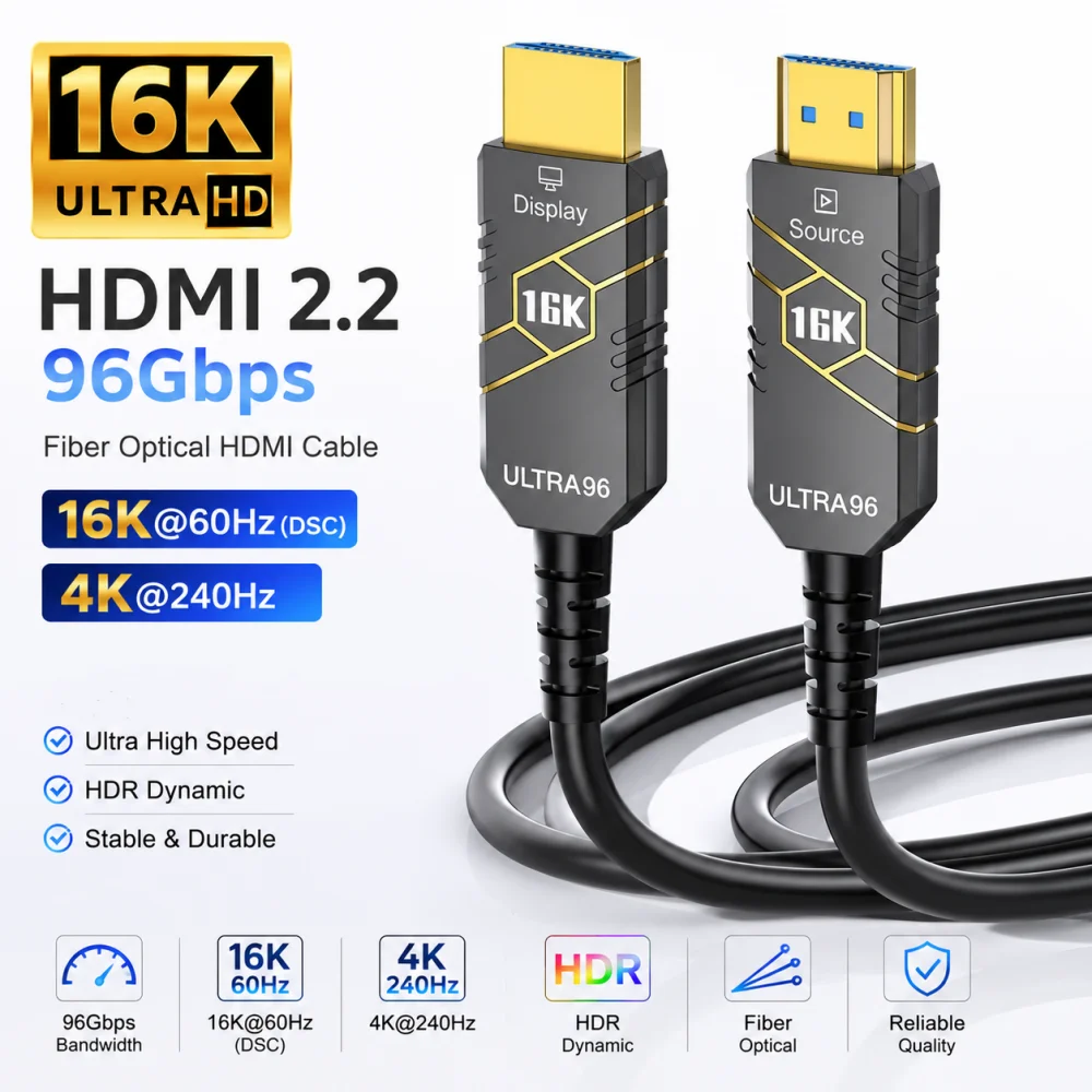 �y�Z�[�����z�V�^16K���t�@�C�o�[HDMI 2.2�P�[�u�� 96Gbps 4K@240Hz 16K@60Hz HDR�����t���b�V�����[�gPVC HDMI RTX 5090/5080�Ή� PC/���b�v�g�b�v/���j�^�[/HDTV�p