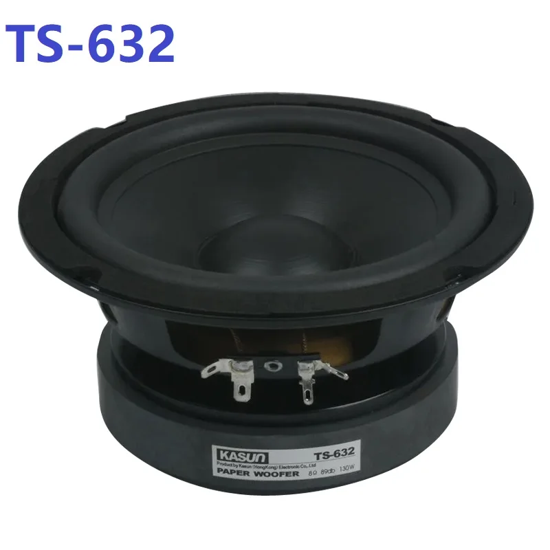 1 Piece Original KASUN US-638/TS-632 6.5\'\' Home Audio DIY Midoofer Speaker Driver Black PP Cone 8ohm/110-130W D167/D178mm