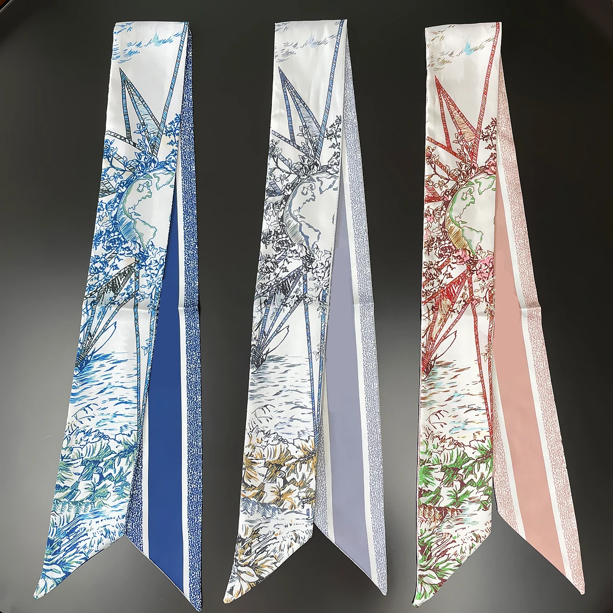 2024 New Design Tarot Silk Scarf Women Luxury Brand Scarf Hair Skinny Bag Scarves Fashion Foulard Neckerchief Headband For Lady