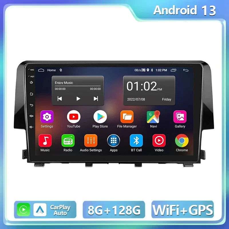 

4G Android 13 For Honda Civic 2016 -2019 2020 Car Radio Stereo Multimedia Navigation GPS Video Player DSP Wireless Carplay Auto