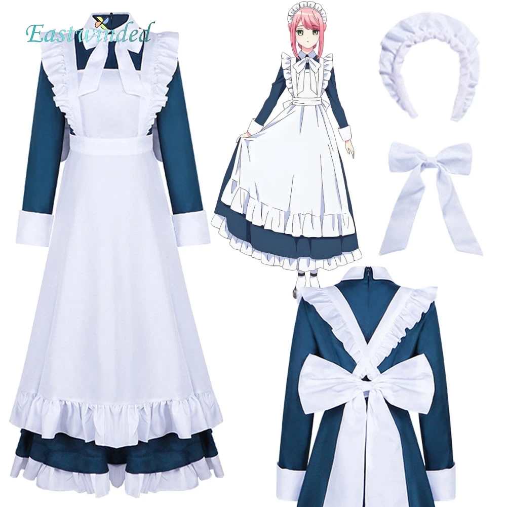 

Аниме Metallic Rouge Косплей Длинное платье горничной Rouge Женская ролевая игра Синяя длинная юбка Белый фартук Аксессуары для костюмов Хэллоуин