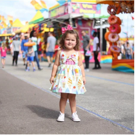 Kids Babe Girl Sleeveless Summer Ice Cream Print Trouser Dress Summer
