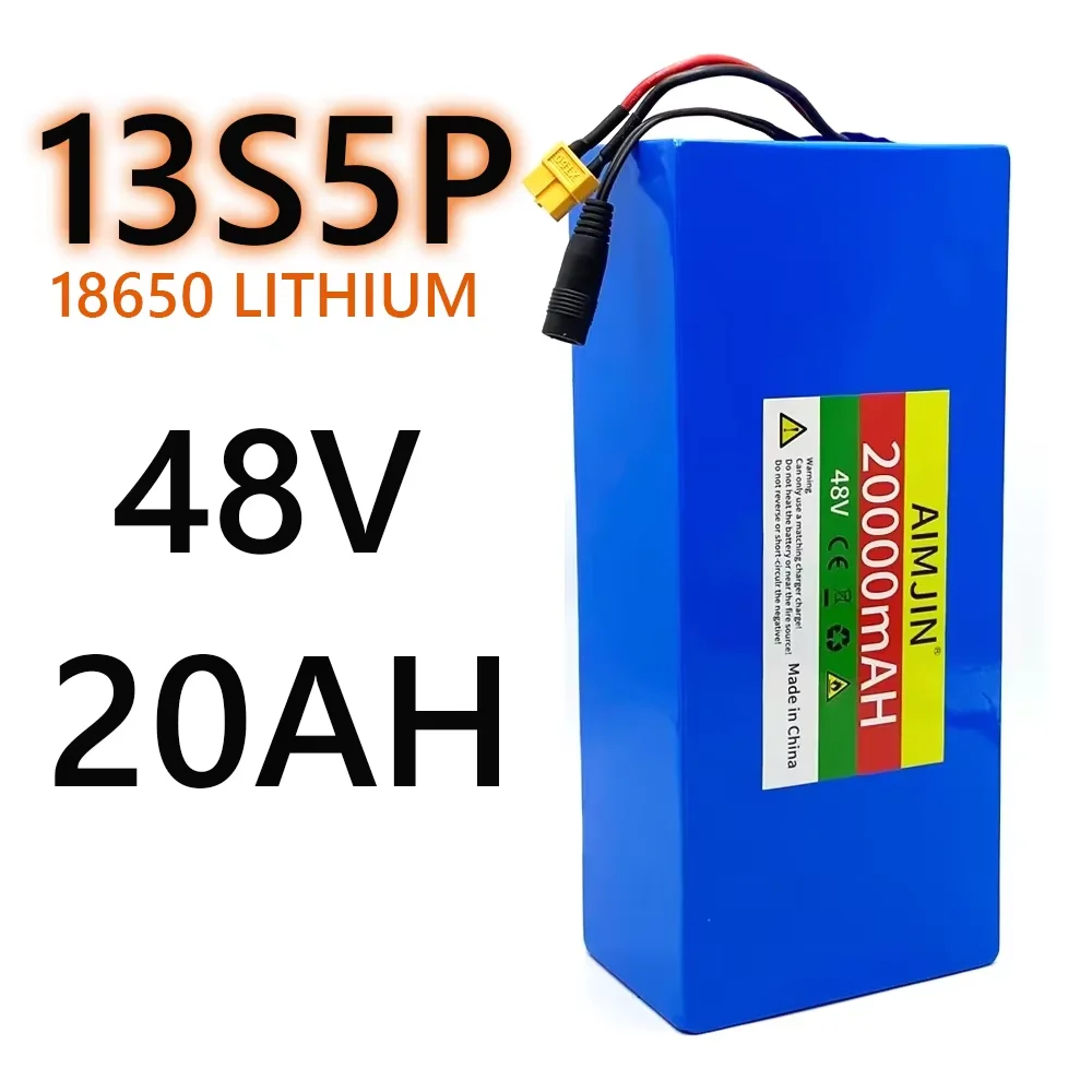 

48V 20Ah Battery Pack 13S5P 18650 Lithium Built-in Intelligent BMS For 500-1000W electrical machinery+charger