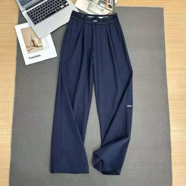 Calças Casuais Soltas Femininas 2026: Calças de Yoga de Cintura Alta e Finas para o Verão, Respiráveis, com Caimento Fluido e Perna Larga Reta
