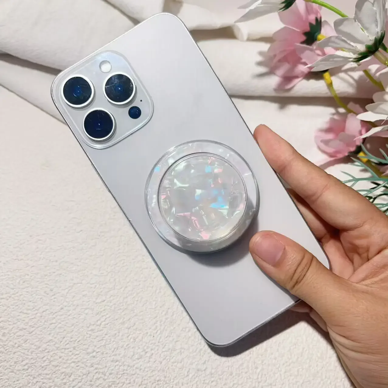 Luxury Glitter Colorful Round Design Magsafe Magnetic Grip Tok Griptok Phone Stand Holder for iPhone 17 16 Smart Tok Bracket