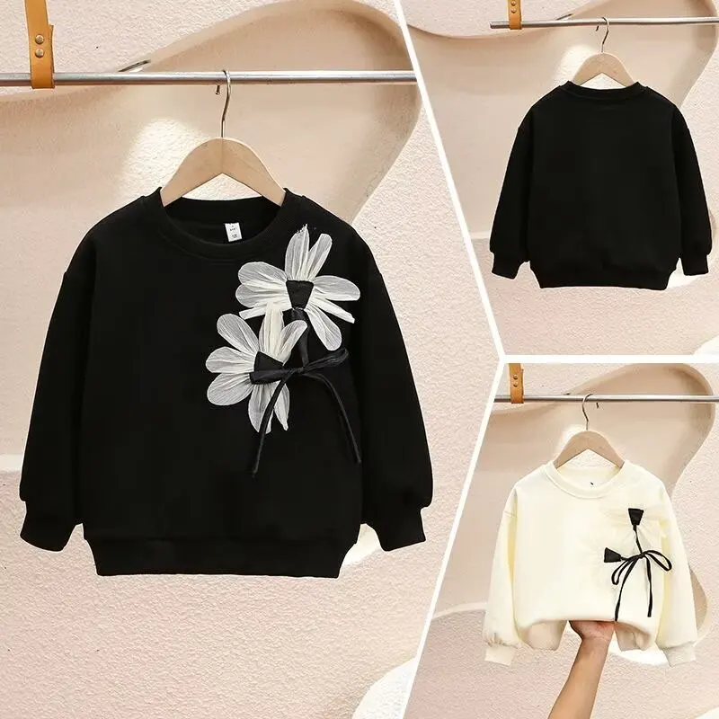 

Girls Sweater 2024 Autumn Winter New Style Long Sleeve Fashion Top Pullover For Children