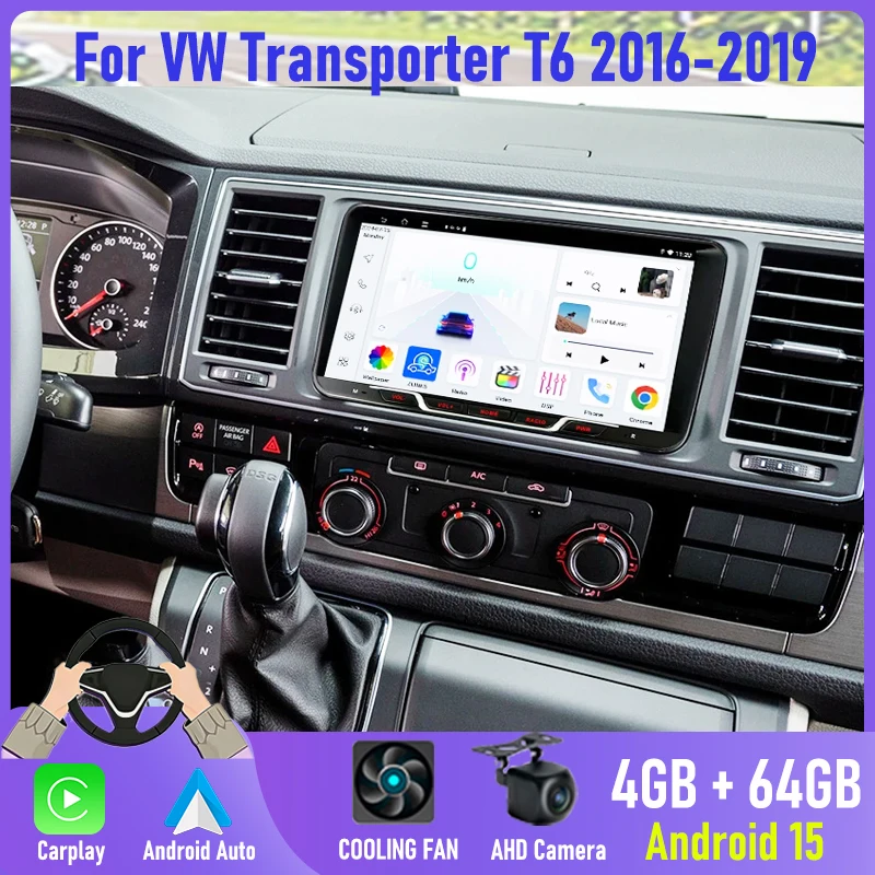 

9'' For VW Transporter T6 2016-2019 Multimedia Player Apple CarPlay Android Auto GPS BT WiFi 4+64GB Intelligent System FM Radio