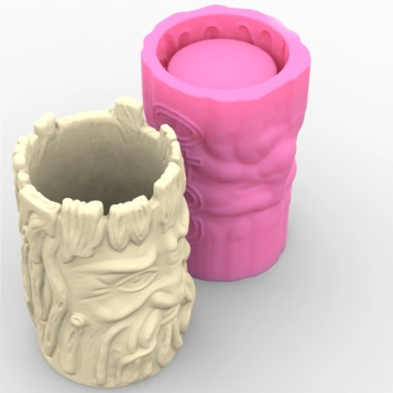 Tree Stump Elder Flexible Ornament Molds Silicone Flowerpot Moulds 97QE