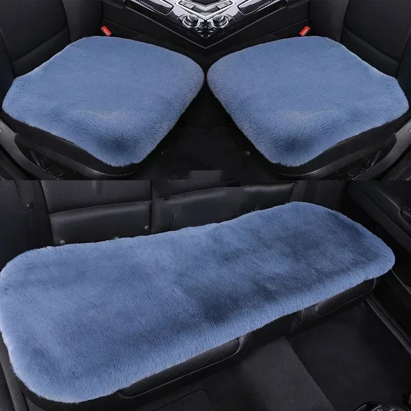 3pc Car Seat Covers Set Fur Front Car Seat Cushion Faux Fur Universal Wool Car Seat Cover Winter Warm Plush Soft Sheepskin 