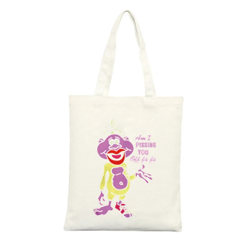 Canvas Tote Bag with Colorful Fantasy Creature and Slogan-style Graphic, Ideal for Casual Daily Use and Shopping Outings