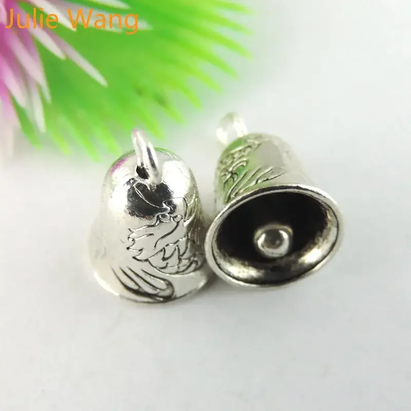 40PCS Vintage Necklace Pendant Craft Silver Color Zinc Alloy Small Bell Not Ring Pendant Charms Fashion Jewelry Hot 7*7mm 38373