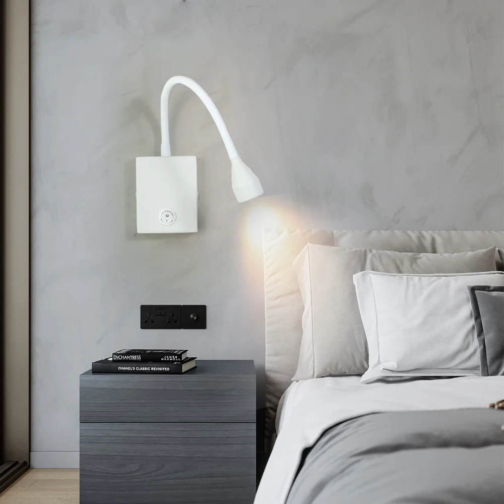 Moderno LED flexível Wall Lights com interruptor, cabeceira Wall Mounted Sconce, abajur, quarto, livro de estudo