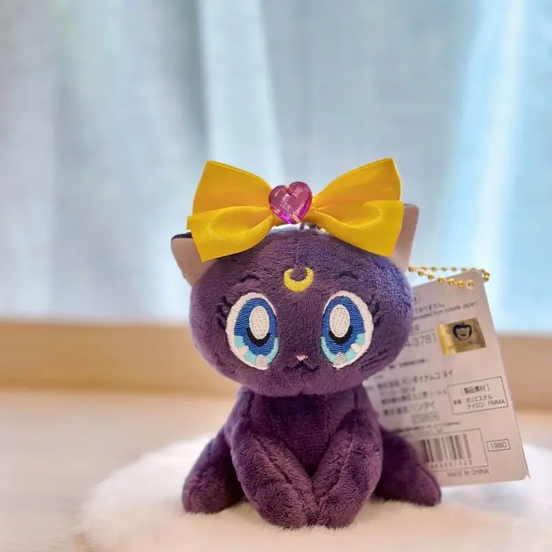 Original Bandai Sailor Moon Luna Cat Plush Pendent Cosmos Japan Anime Collectible Action Figures Toys Keychain For Collectors view 3
