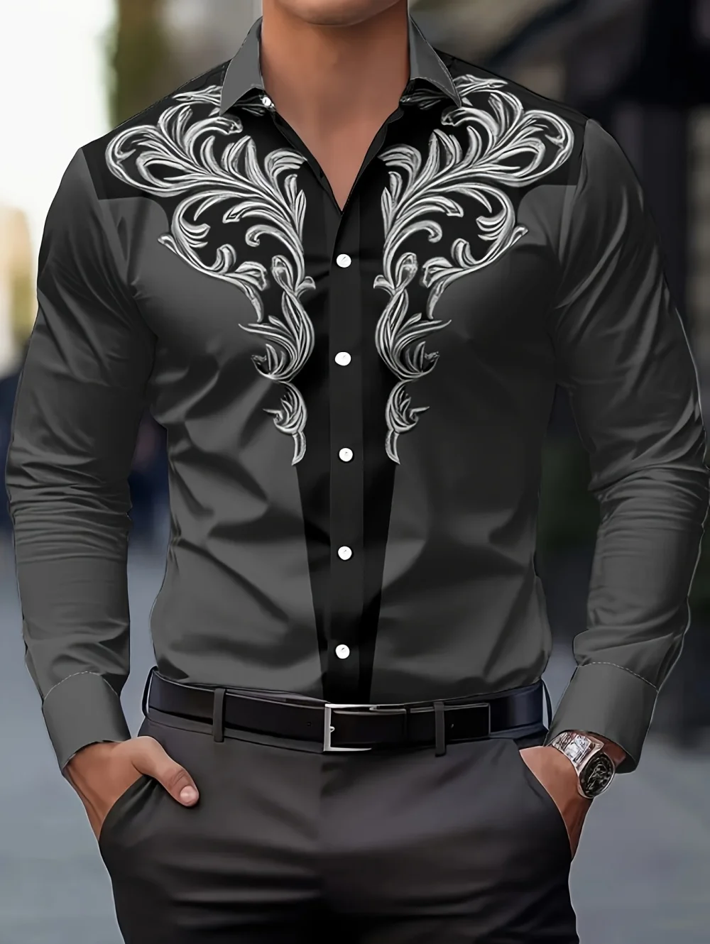 

New Minimalist Retro Patterned Men's Shirt Fashion Long Sleeves High Quality Soft Tops Plus Size Daily Commuting Male Clothes