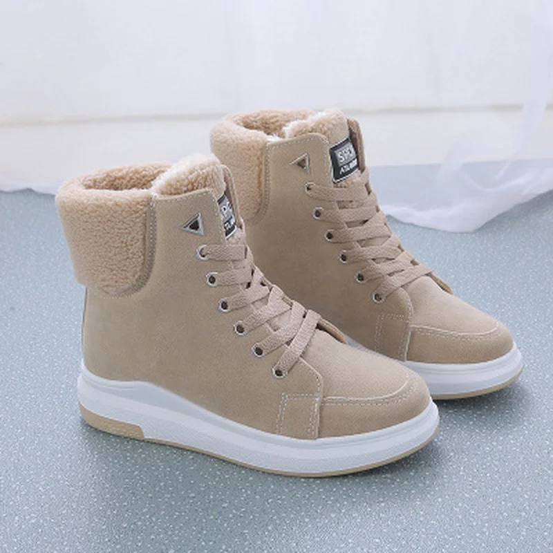 Women Shoes Fashion Botas Mujer 2021 Winter Warm Ankle Short Boots Female Footwear Lace Up Flat Platform Casual Ladies Shoes New