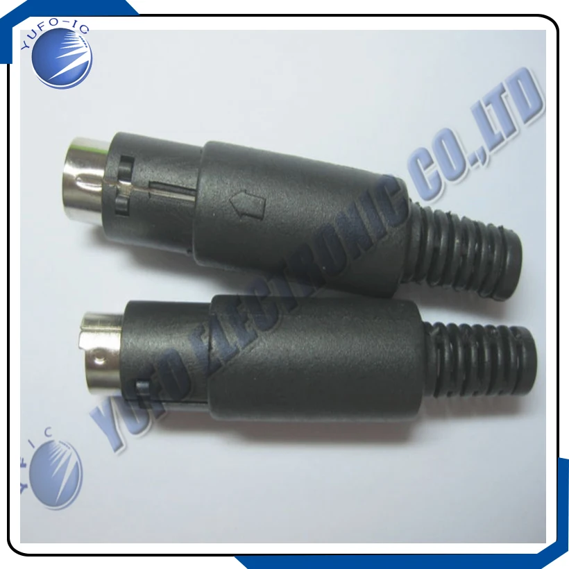 Free Shipping One Lot 100 Pcs DIN Plug 8pin Connector 8 Pin Mini w/ Plastic Handle 8P Male