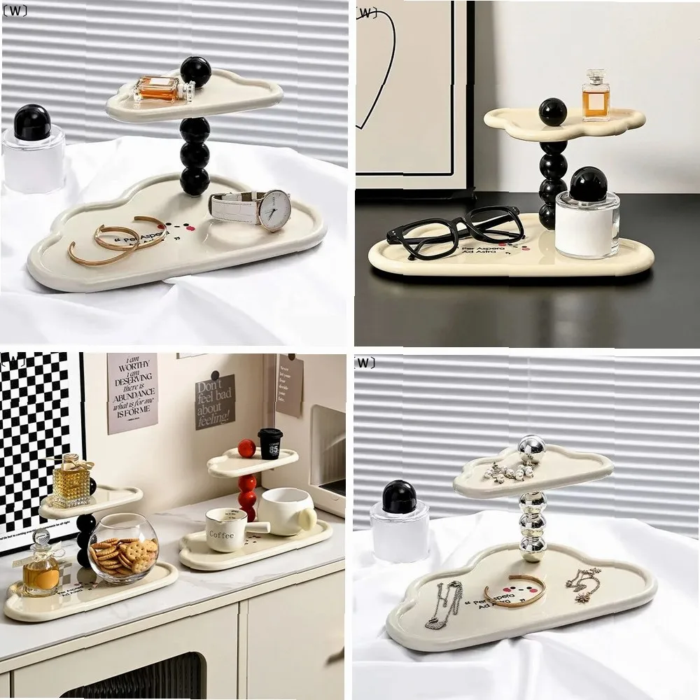 

〔W〕Cloud Shape Double Layer Trays Desktop Perfume Rack Storage Home Decorative Shelf Bathroom Aromatherapy Perfume Organizer
