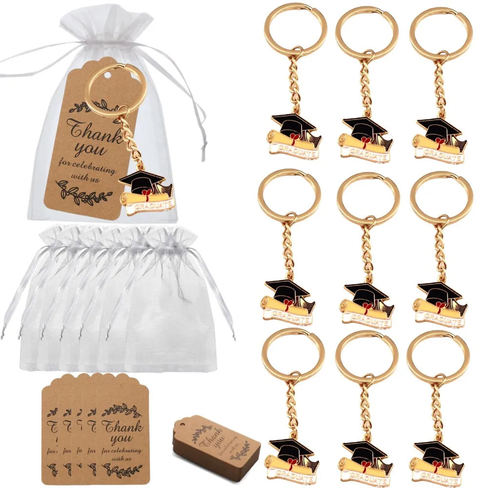 10 Sets Graduation Inspirational Keychain Motivational Cards Appreciation Congratulations Cards Party Favors